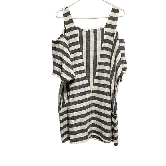 Soft Surroundings Women's Cold Shoulder Sunset Tunic Top Black & White Medium - Picture 2 of 11